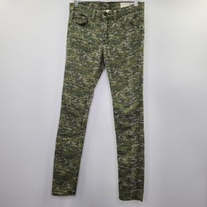 Rag & Bone Digital Camo Print Skinny Jeans Green Colored Denim